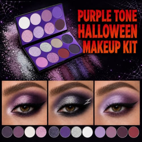 Purple Eyeshadow Palette - Matte, Shimmer & Glitter Shades for Creative Makeup - Variation: Purple