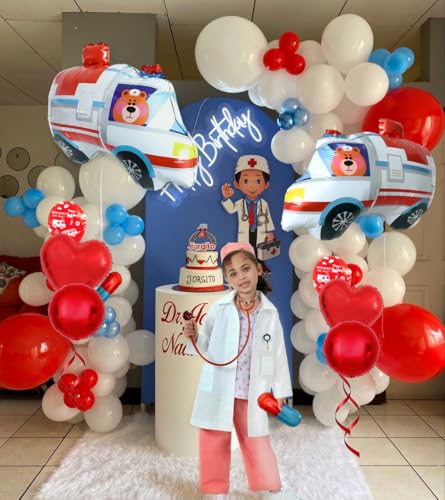 Emergency Vehicle Balloons Set - Ambulance, Nurse & Rescue Party Decorations