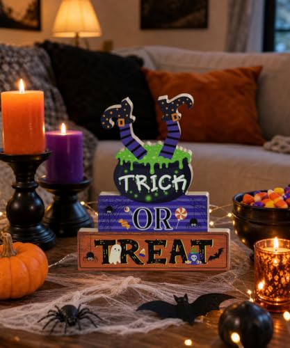 Putuo Decor Halloween Witch Cauldron Sign - Trick or Treat Variation