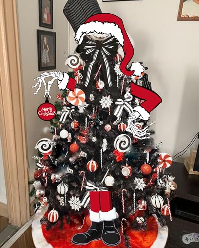 Gothic Christmas Tree Topper with Halloween Decor - Large Cardboard Figures