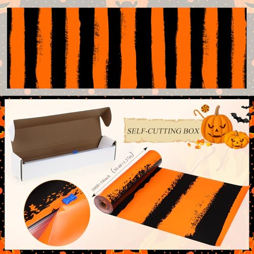 Halloween Tablecloth Roll 54x100ft with Cutter Box - Creepy Carnival Design