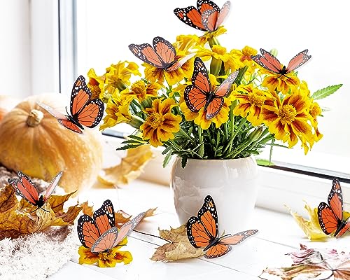 Penta Angel Monarch Butterfly Wall Decals - 12 Large Orange 4.7 Inch Art Crafts