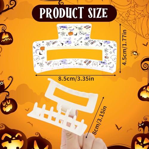 Halloween Hair Claws Set - Spooky & Cute Pumpkin Ghost Spider Skeleton Designs, 4 Pieces, Party & Daily Styling, Halloween Variation
