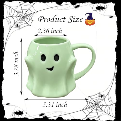Halloween Ghost Mug - Green 3D Cute Spooky Ceramic Coffee Cup, Novelty Gift