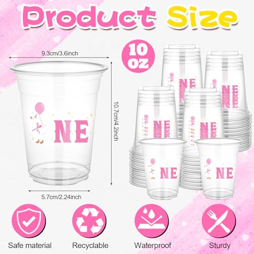 Goose Themed 12oz Plastic Cups - 100 Pack for 1st Birthday Party - Clear Disposable Drink Cups - Goose Variation