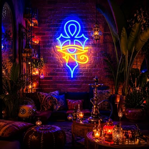 Cross Evil Eye Neon Sign LED Wall Decor Lights - Wall Art & Party Lighting - Variation: Cross Eye