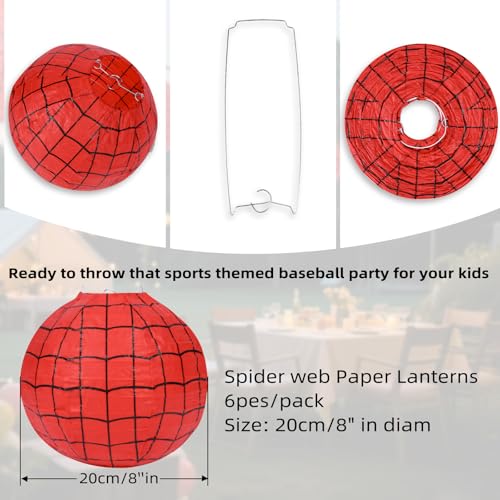 6 Pack Spider Web Paper Lanterns - Halloween Party Decorations for Kids & Events