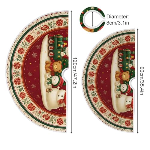 Christmas Tree Skirt Decoration - Small Mini Snowman 35.4 Inch Holiday Home Decor