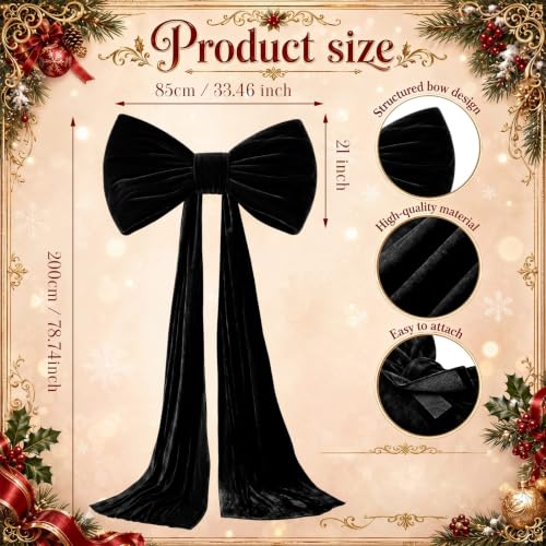 Oversized Halloween Black Velvet Bow with Streamers - Large Door & Tree Decor, Variation: Black