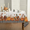 Horaldaily Fall Tablecloth 60x120 Inch Rectangular Black Harvest Pumpkin & Mushroom