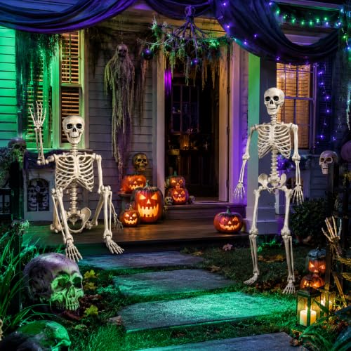 Life-Size Halloween Skeleton Decorations Outdoor - 5.4FT Posable Skeleton