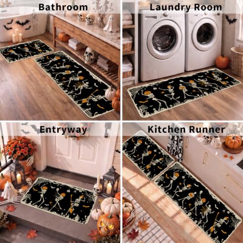 Halloween Skeleton Kitchen Mat Set of 2 - Black & Skeleton Skeleton Black Variation