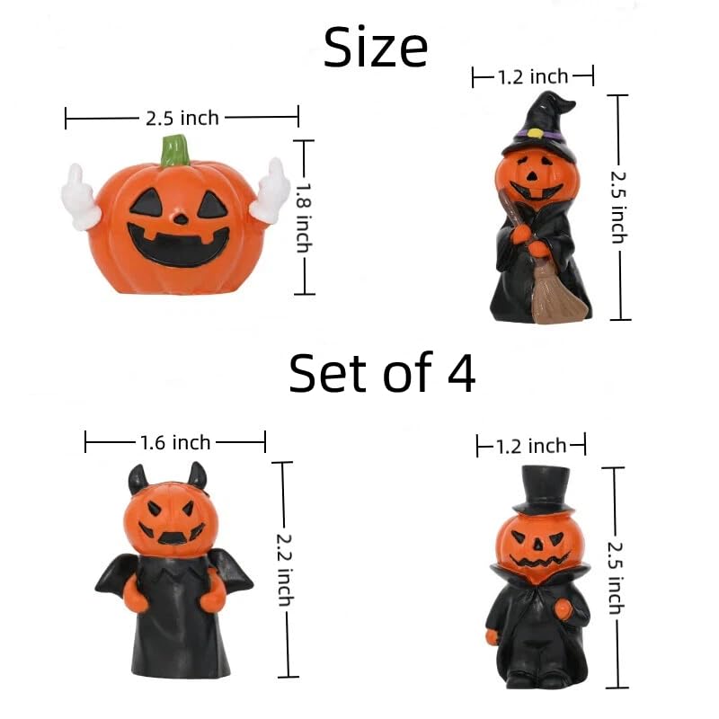Halloween Miniature Figurines Set - Resin Pumpkin Ghost Witch Decorations - Variation: Pumpkin / Standard