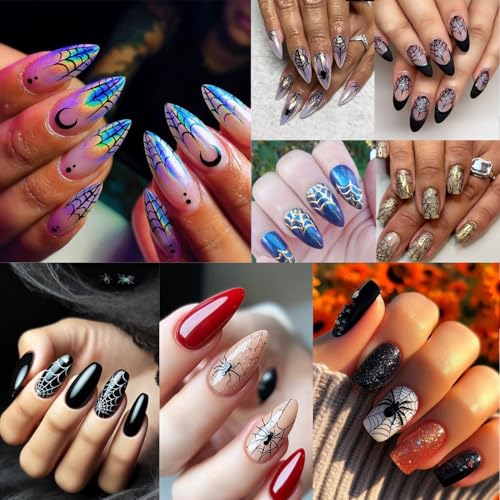 Halloween Nail Stickers Set - Spider Web Self-Adhesive Decals for Nail Art - Variation Halloween-8