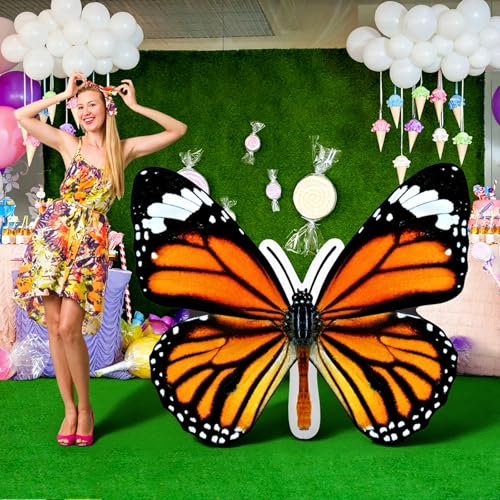 Giant Monarch Butterfly Cardboard Cutout Standee - Life Size Photo Prop for Parties & Decor - 47 Inch Variation
