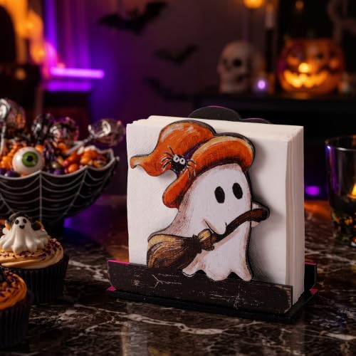Halloween Ghost Wooden Napkin Holder - Rustic Farmhouse Table Decor - Variation: Ghost