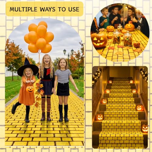Yellow Brick Tablecloth Roll 100FT x 54IN Halloween Party Cover with Cutter
