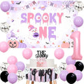 Halloween 1st Birthday Decorations Girl Spooky Party Supplies Pink Purple Black Balloons Cake Topper