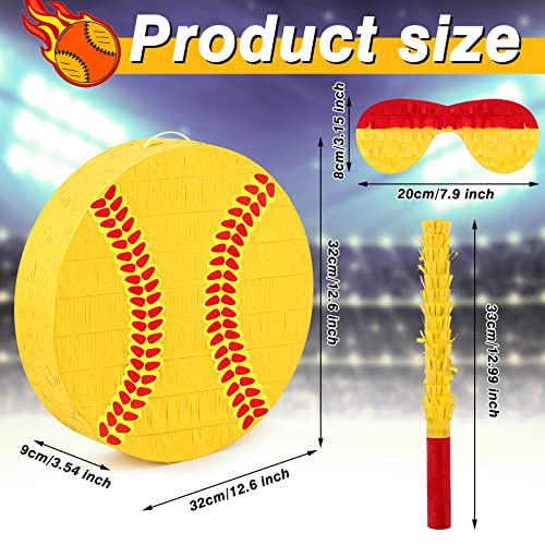 Softball Piñata Set with Blindfold and Stick - Sports Party Decor, 3 Pieces - Variation: Softball