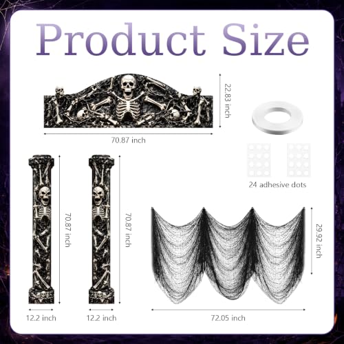 Halloween Skull Swamp Cemetery Porch Banner Set - Black, 4 Pieces