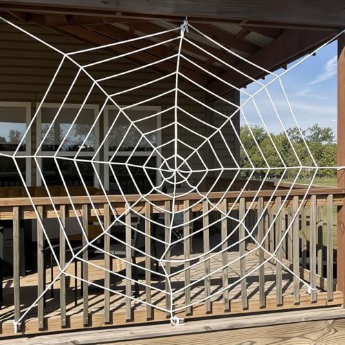11.8ft White Spider Web Decoration with 9 Coils Halloween Outdoor Indoor