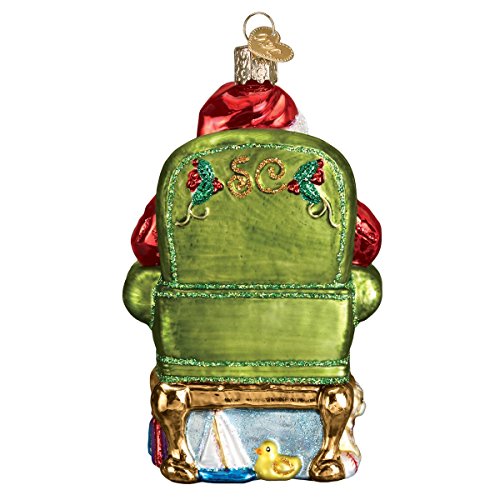 Santa Checking His List Glass Blown Ornament - Handcrafted Christmas Decoration - Santa Collection