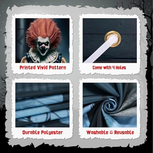 Halloween Scary Clown Door Cover Banner for Indoor Outdoor Party Decor - 72 x 35 Inches