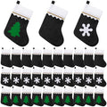 Black Felt Christmas Stockings Bulk Set - Gold Trim, 30 Pieces