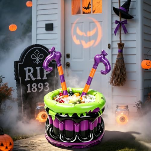 Inflatable Beverage Cooler with Witch Legs - Halloween Party Drink Cooler & Ice Bucket