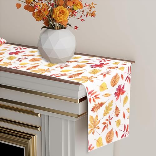 OWENIE Autumn Fall Table Runner 13x60 Inches for Kitchen Dining Thanksgiving Halloween