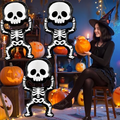 Halloween Skeleton Foil Balloons Set - Indoor Outdoor Party Decorations