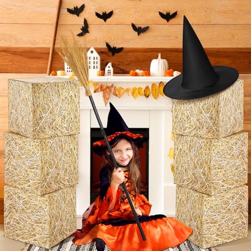 Halloween Witch Theme Party Set with Hay Bale Boxes, Witch Hat & Broom - Variation 5