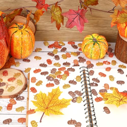Fall Pumpkin Glitter Confetti - 500 Pcs Felt Autumn Table Decorations - Variation of THIS listing