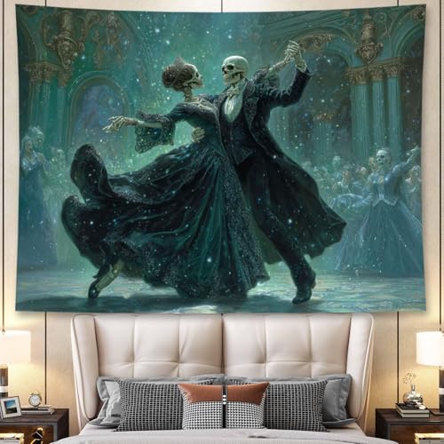Skeleton Dancer Gothic Tapestry Wall Hanging - Personalized Background, 78.7 x 59.1 Inches