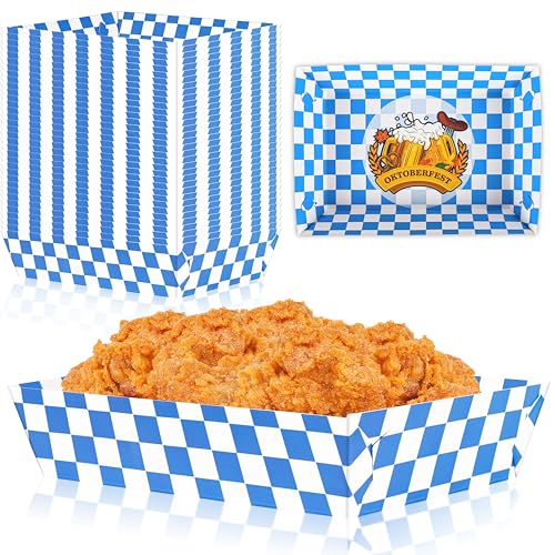Oktoberfest Food Trays Set - 100 Disposable Paper Party Food Containers - Oktoberfest 2 Variation