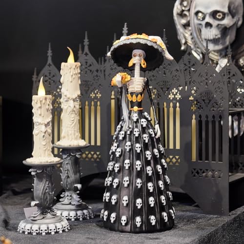 Halloween Catrina Skeleton Lady Figurine - Mexican Day of the Dead Decor
