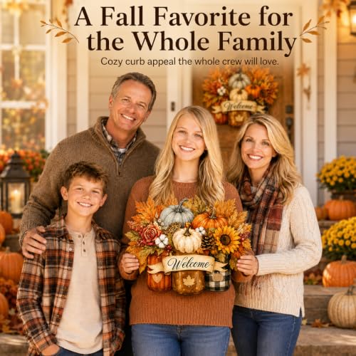 Fall Wooden Pumpkin Door Hanger - Welcome Sign for Front Door - Fall1