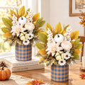 White Fall Centerpieces for Tables - 2PCS Artificial Autumn Decor 11.4in