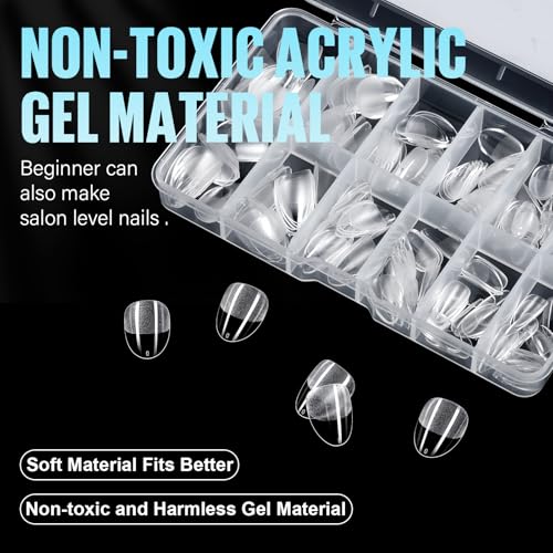 Extra Short Almond Nail Tips 192Pcs - Full-Coverage Fake Nails for DIY Manicure