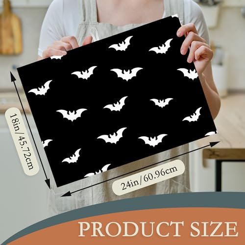 Halloween Black White Bats Dish Drying Mat 18x24 Inch Microfiber Kitchen Counter Decor