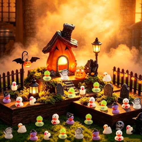 36 Pack Halloween Mini Resin Duck Figurines - Spooky Holiday Decor