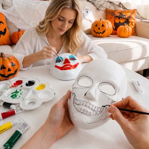 Halloween Hanging Masks Set - White Decor for Indoor & Outdoor Displays