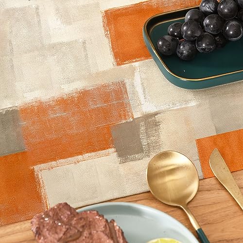 Orange Grey Table Runner 36 Inch Long for Home Decor - 13x72 Variation