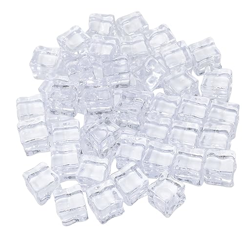Artificial Plastic Clear Square Ice Cubes Set - 50pcs for Home, Party, Photography