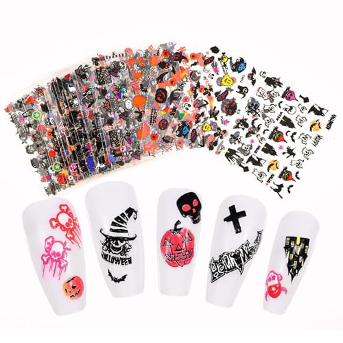 Halloween Nail Stickers Set - 30 Sheets Pumpkin Ghost & Spiders for DIY Manicure
