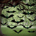 15 PCS Halloween Hanging Bat Decorations Outdoor with Glowing Eyes - Spooky Yard Decor