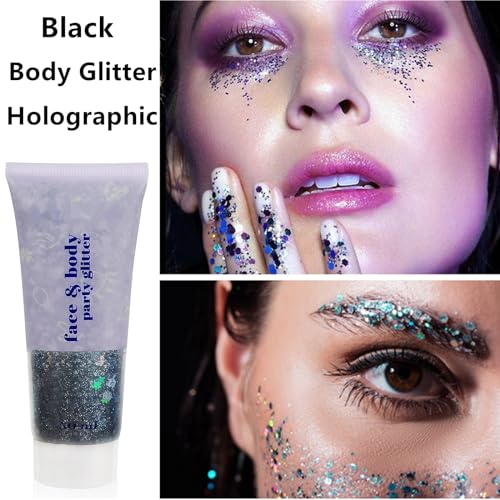 Black Body Glitter - 14 Black Glitter for Face and Body Halloween Makeup