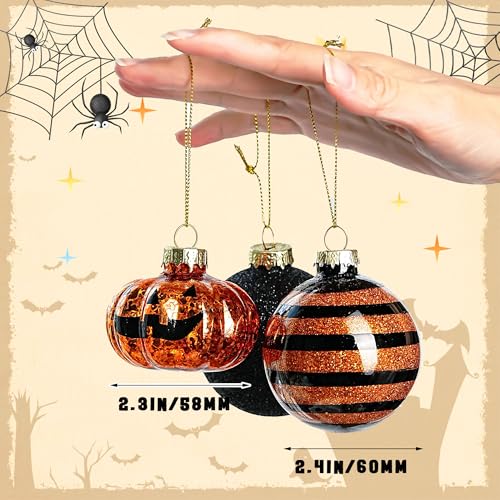12 Pack Halloween Tree Ornaments - Small Glass Holiday Decorations Set12-1
