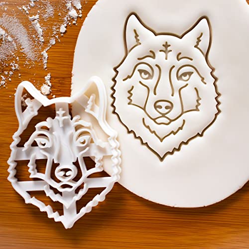 Set of 2 Wolf Cookie Cutters - Face and Body 3D Printed Baking Tools