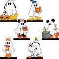 Halloween Wooden Table Centerpiece Set - Ghost & Pumpkin Decor, 6 Pieces